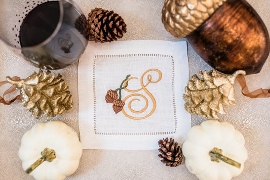 Pretty Acorn Personalized Cocktail Napkins