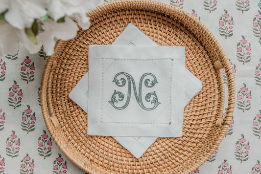 Single Vine Monogram Cocktail Napkins