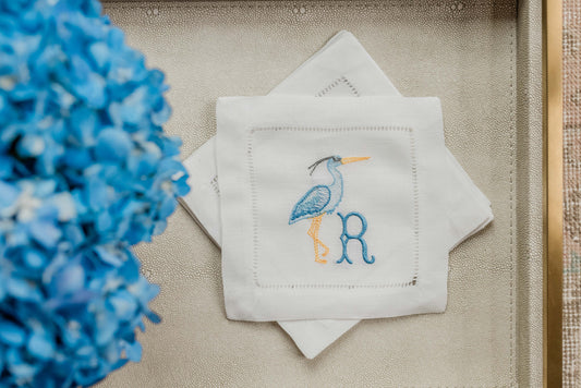 Heron Monogram Cocktail Napkins