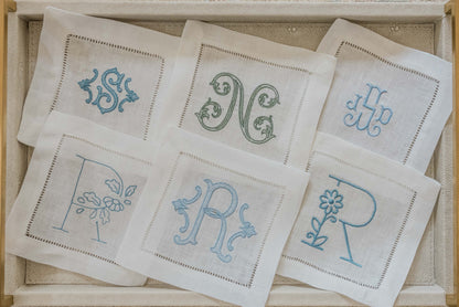 Custom Monogram Hemstitch Cocktail Napkins