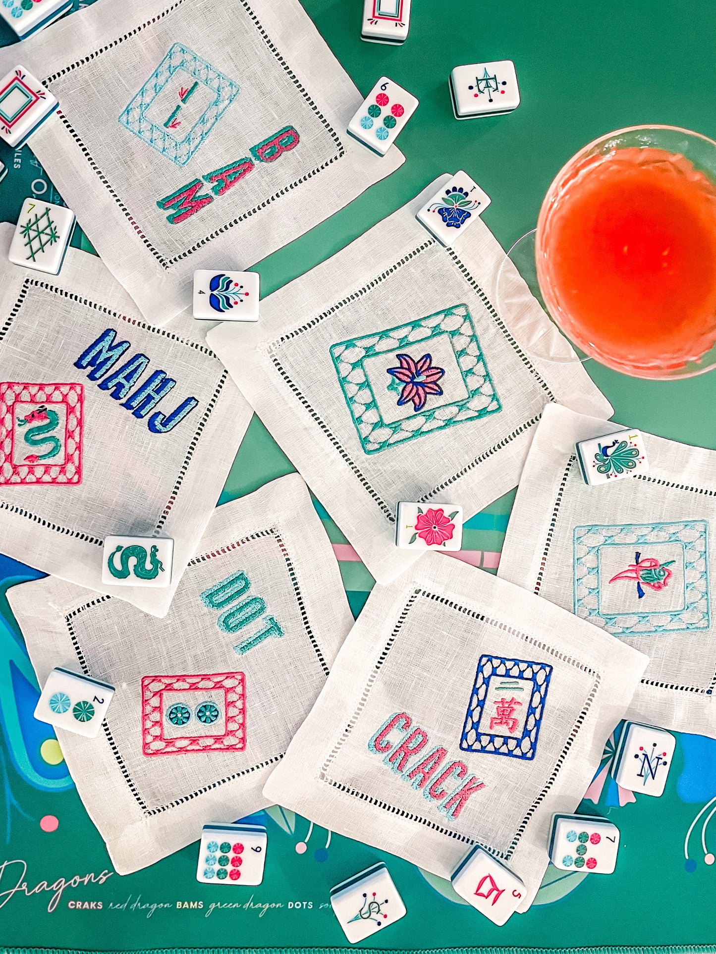 Mahjong Cocktail Napkins set of 6